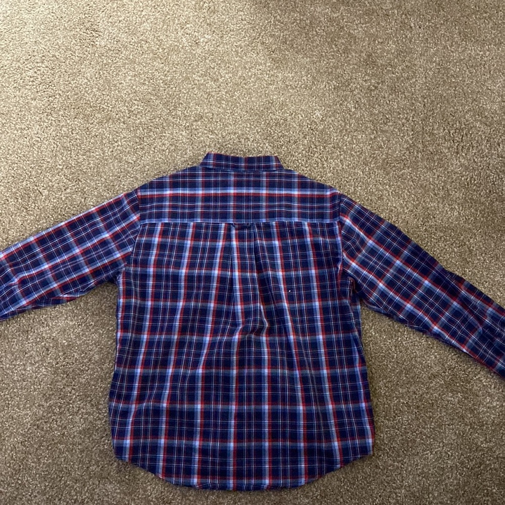 Haggar red/blue plaid Casual button down shirt size L stretch style - Picture 3 of 6